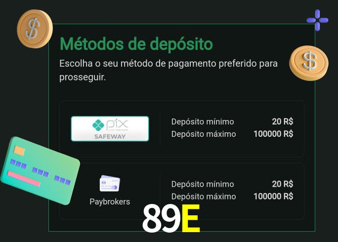 O cassino 89Ebet oferece uma grande variedade de métodos de pagamento